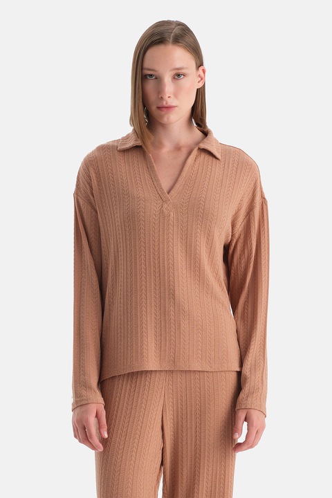 DAGI, Bluza cu decolteu in V, Caramel