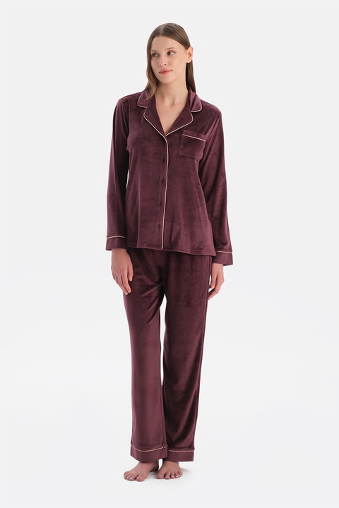 Dagi, Pijama regular fit cu model uni, Violet tyrian