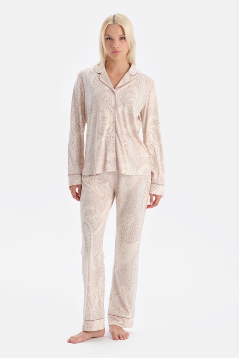 Dagi, Pijama din amestec de modal cu model, Bej deschis