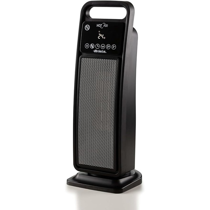 Aeroterma tip turn electric Ariete 8212, 2000 W, cu ventilatie, functie de oscilatie, timer pana la 8 ore, ecran LED, tehnologie ceramica, consum redus de energie, culoare negru