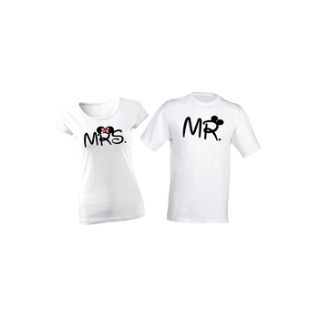 Set de 2 tricouri pentru cuplu Mrs. si Mr. COD , marimea M Set de 2 tricouri pentru cuplu Mrs. si Mr. COD , marimea M