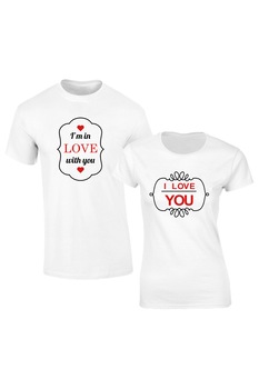 Set de tricouri albe In love COD SA411,Barbat:XL,Dama:XL Set de tricouri albe In love COD SA411,Barbat:XL,Dama:XL