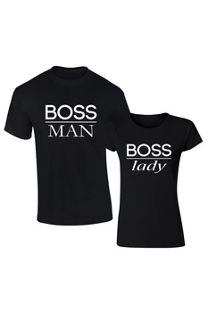 Set de 2 tricouri pentru cuplu negre Boss Man/Lady , marimea S Set de 2 tricouri pentru cuplu negre Boss Man/Lady , marimea S