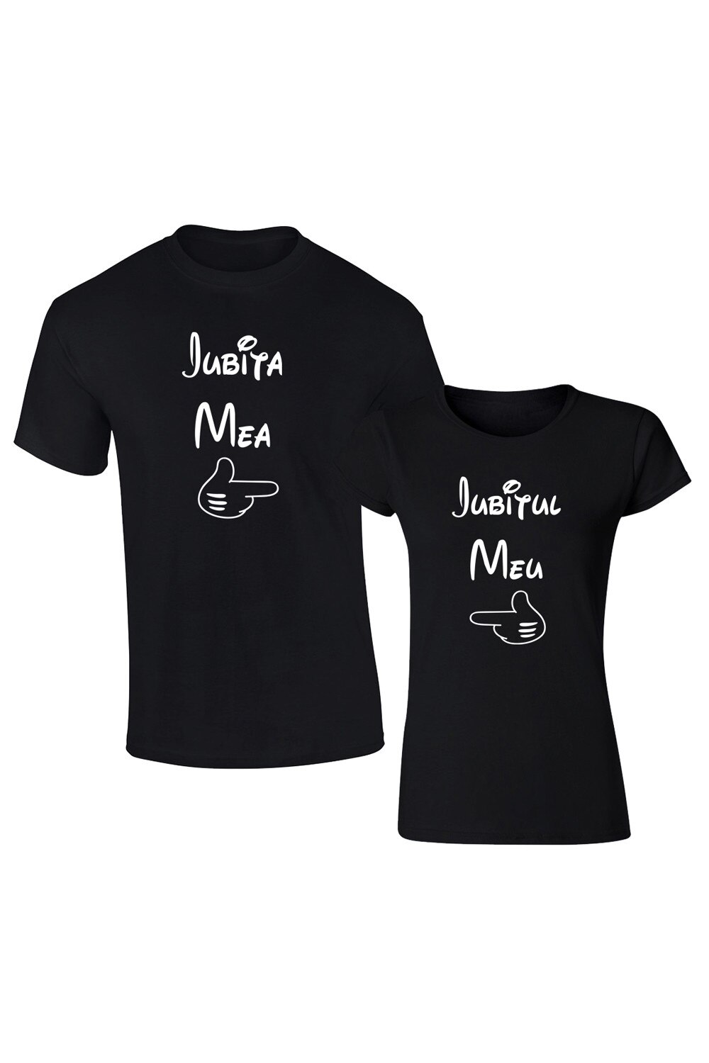 Set de tricouri negre Iubitul Meu/Iubita Mea COD SN503,Barbat:L,Dama:L