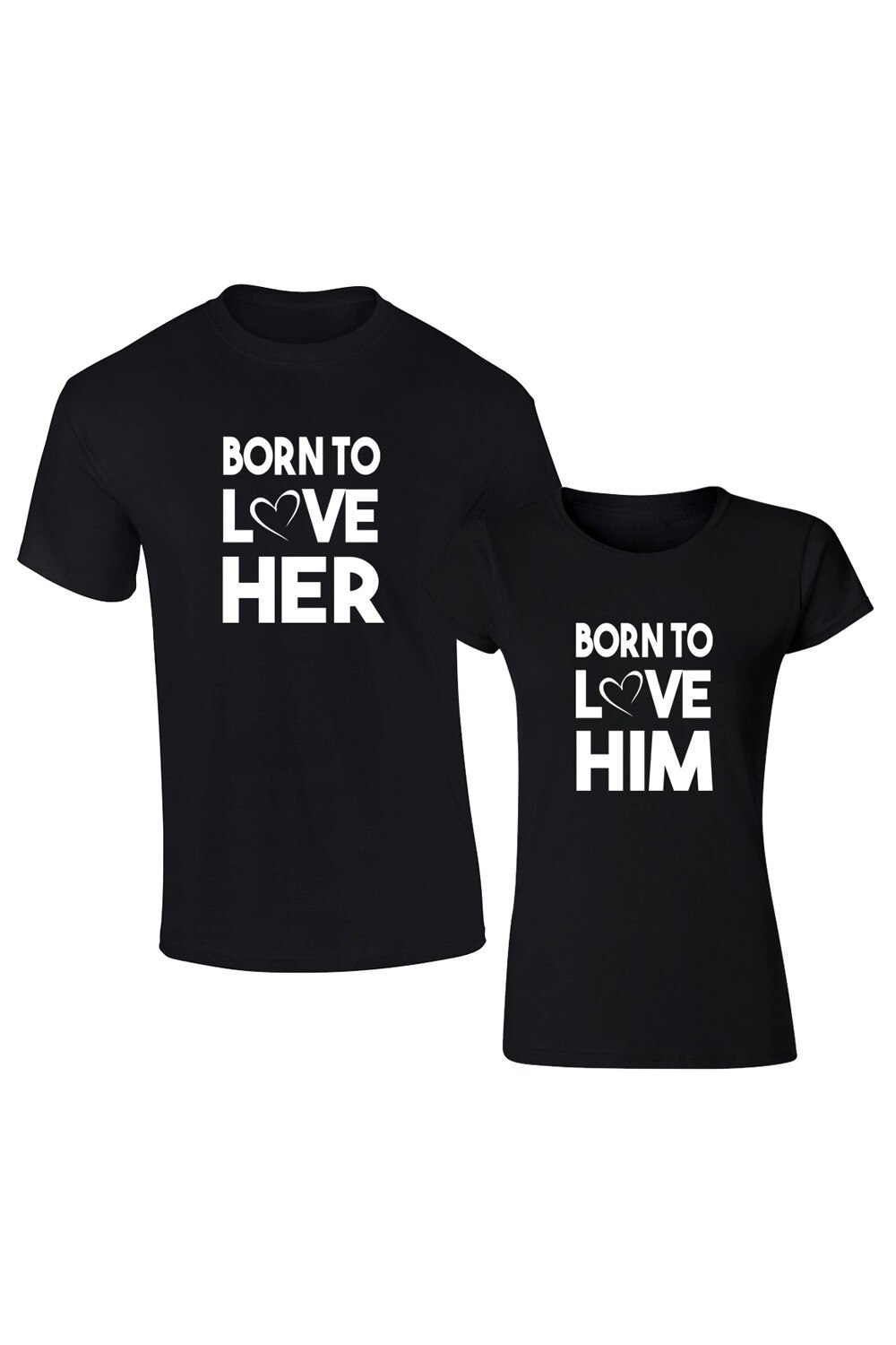 Set de tricouri negre Born to love COD SN206,Barbat:M,Dama:M