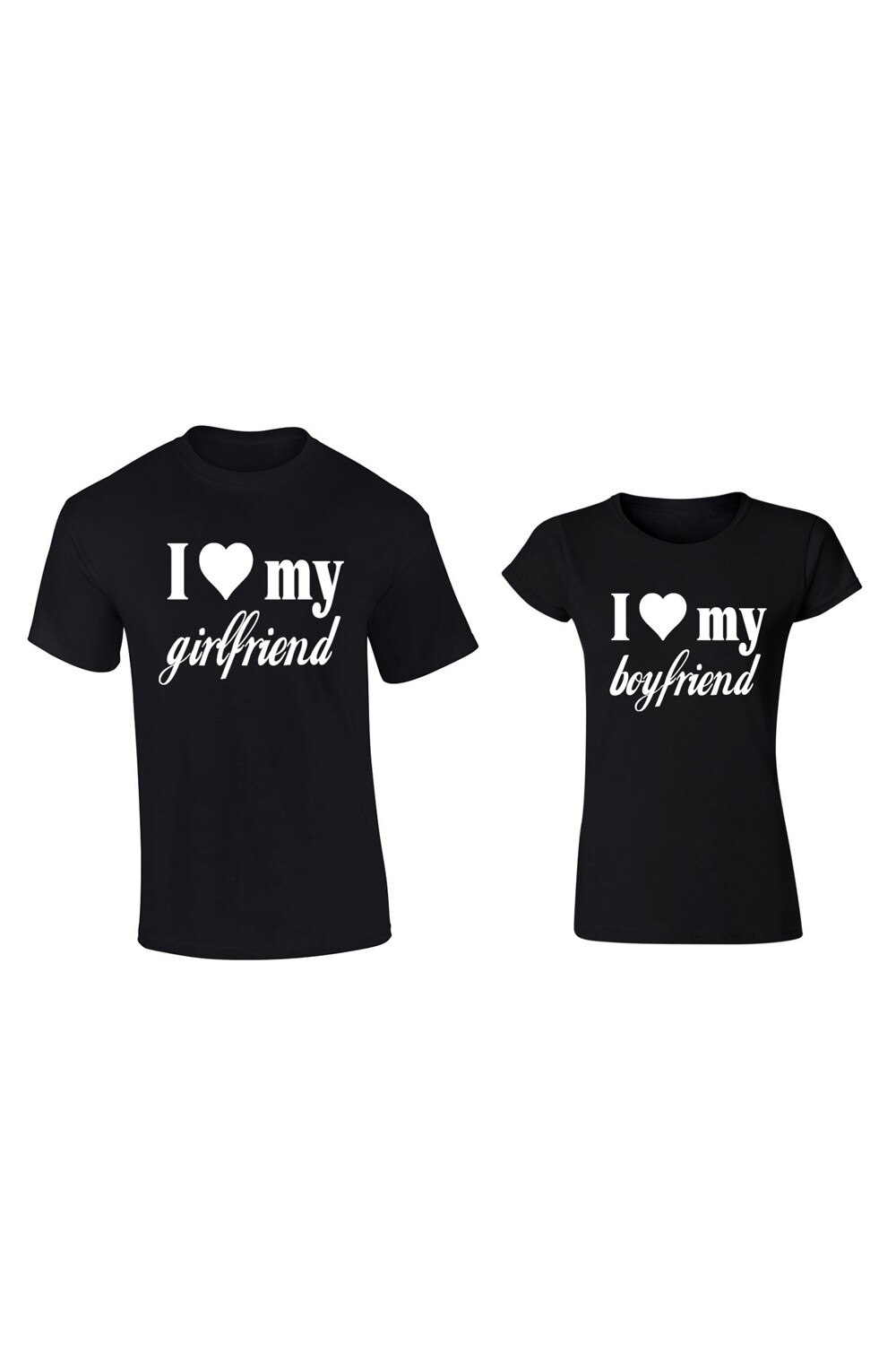 Set de 2 tricouri pentru cuplu negre I love friend , marimea M