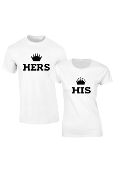 Set de tricouri albe His/Hers COD SA208,Barbat:XL,Dama:XL Set de tricouri albe His/Hers COD SA208,Barbat:XL,Dama:XL