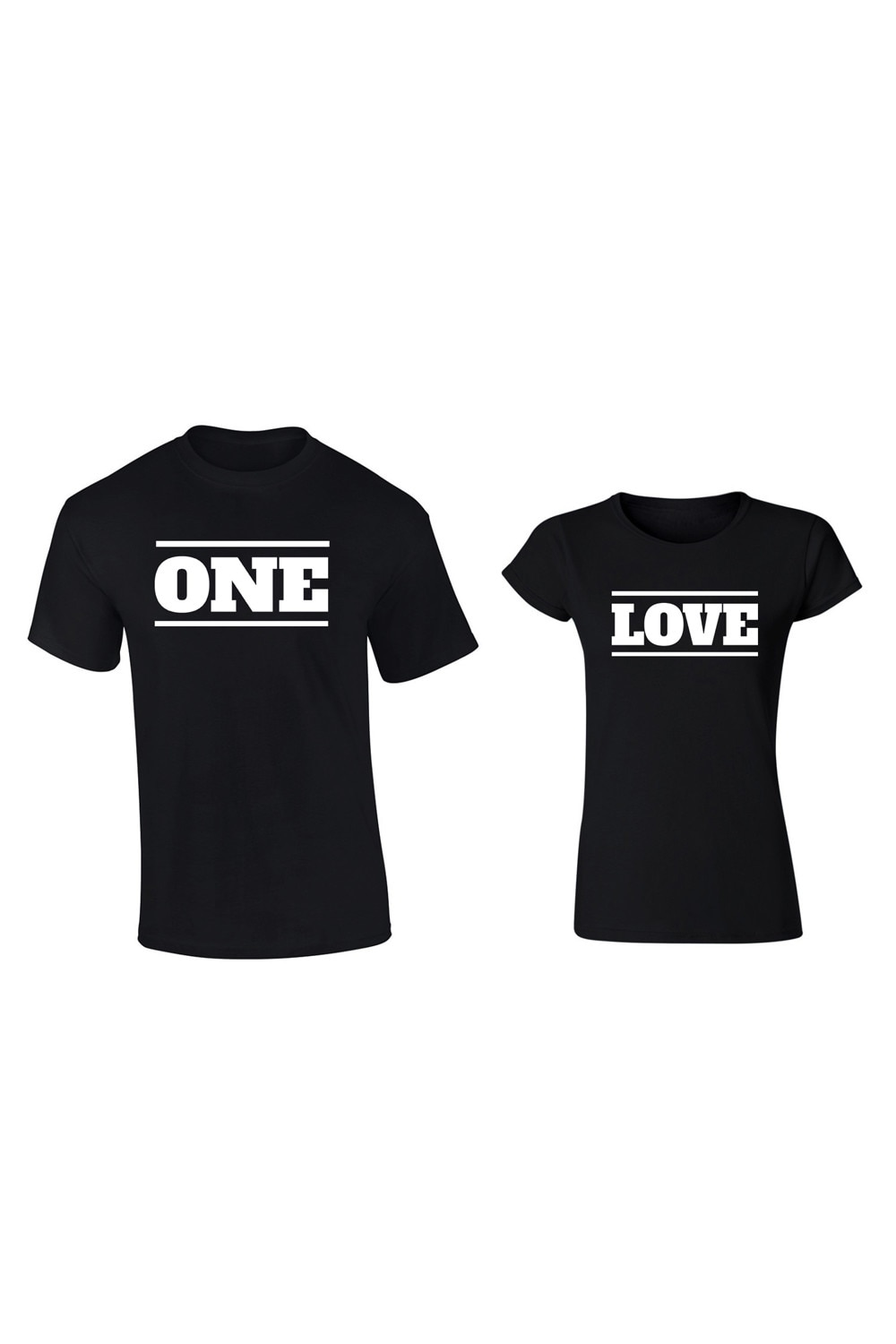 Set de 2 tricouri pentru cuplu negru ONE LOVE , marimea S
