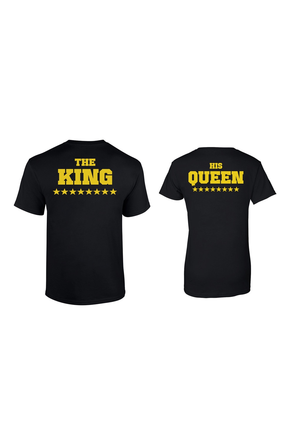 Set de 2 tricouri pentru cuplu negru The King/His Queen Gold , marimea M