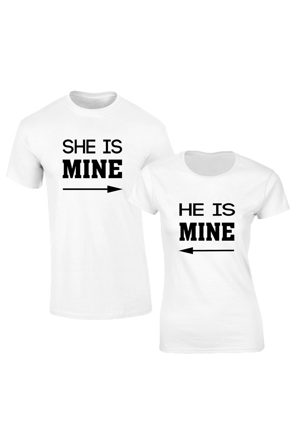 Set de tricouri albe She/He is mine COD SA534,Barbat:M,Dama:M