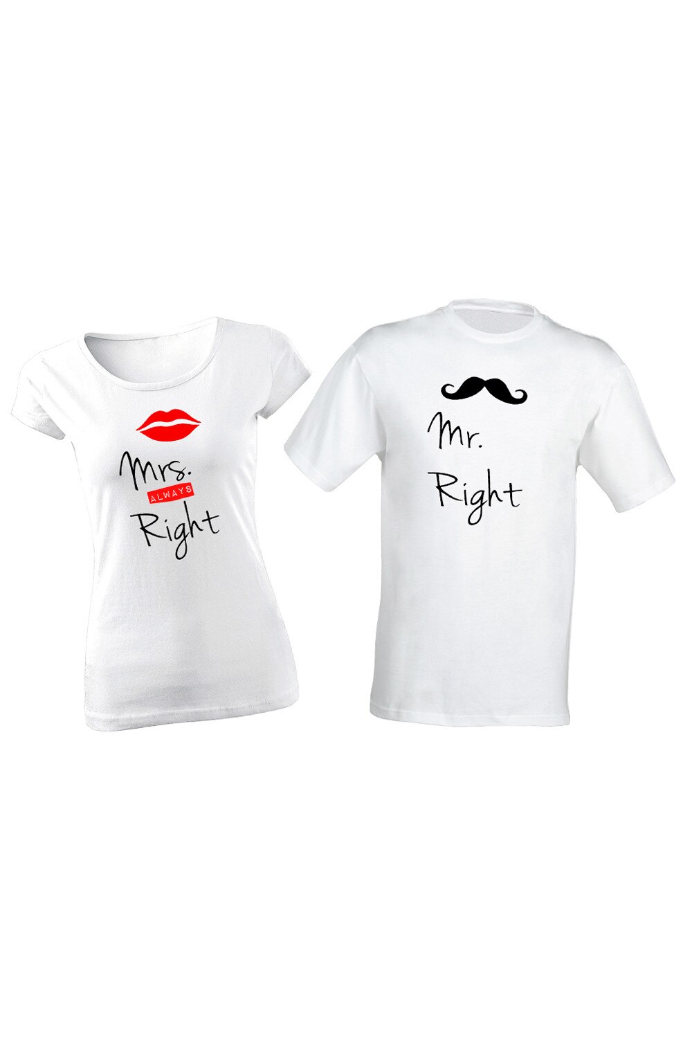 Set de 2 tricouri pentru cuplu Mrs. Always Right , marimea M