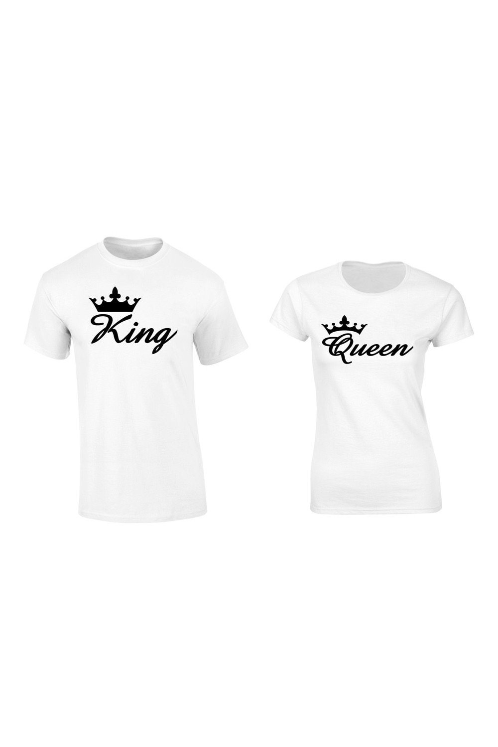 Set de 2 tricouri pentru cuplu albe King/Queen , marimea S