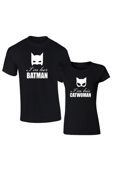 Set de tricouri negre Batman/Catwoman COD SN508,Barbat:M,Dama:M Set de tricouri negre Batman/Catwoman COD SN508,Barbat:M,Dama:M