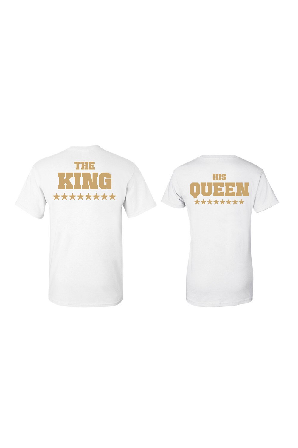 Set de 2 tricouri pentru cuplu albe King/Queen Stars , marimea S