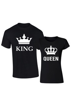 Set de tricouri negre KING/QUEEN BIG COD SN874,Barbat:M,Dama:M Set de tricouri negre KING/QUEEN BIG COD SN874,Barbat:M,Dama:M