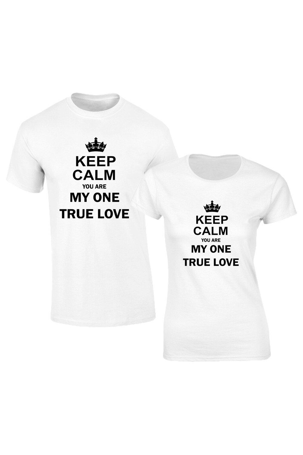 Set de tricouri albe Keep calm COD SA412,Barbat:M,Dama:M