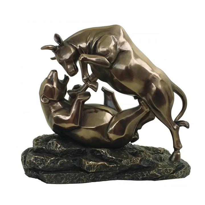 Decoratiune bronz Wall Street Bull And Bear H16, Italfama, bronz, 19x10x16cm