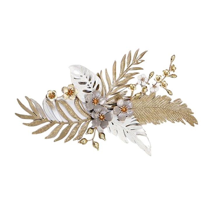 Decoratiune de perete metalica Eurolamp Tropical, auriu-argintiu, 85,5x50,5x6cm