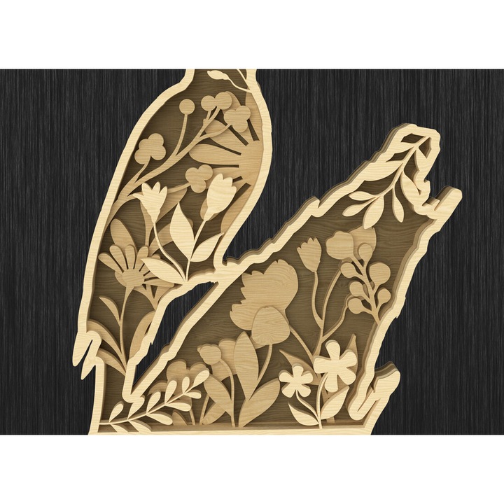 Placa lemn Intrahome, design stratificat Floral Woodpecker, 3mm-4mm, culoare wenge, dimensiuni 30x20cm