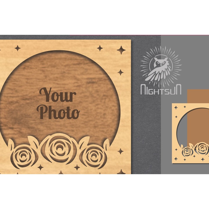 Rame foto clasice, Intrahome, Korniza photographion Flowers Cut Laser, 20x25 cm, 3mm-4mm