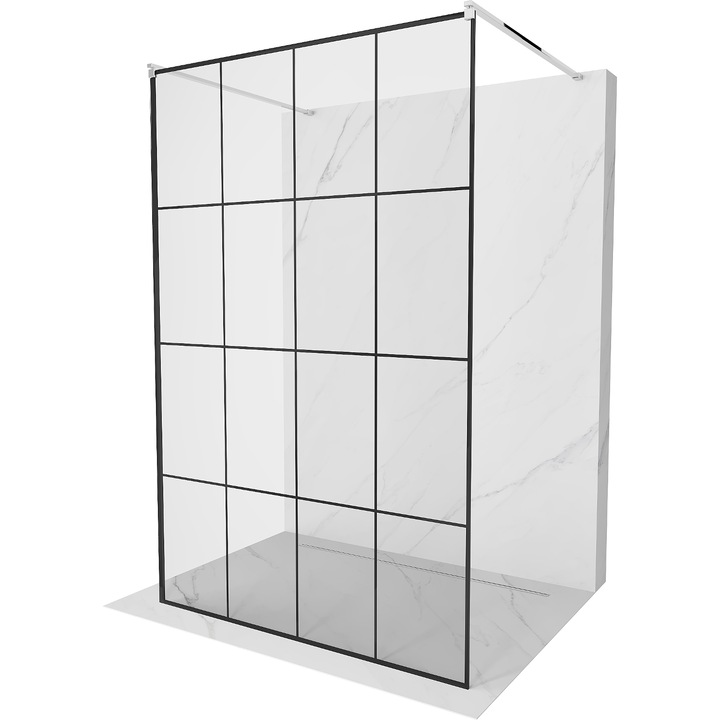 Paravan dus Mexen Kioto, 150x200cm, negru, sticlă securizată 8mm, crom