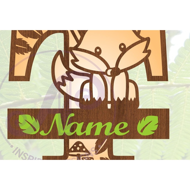 Apokopa monograma Fox Letter T, Intrahome, 3mm-4mm, wenge, 30x20cm