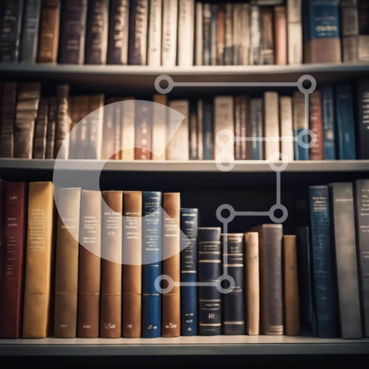 Puzzle din lemn Intrahome, biblioteca cu carti, 25 piese, 10x10 cm, cutie din lemn wenge