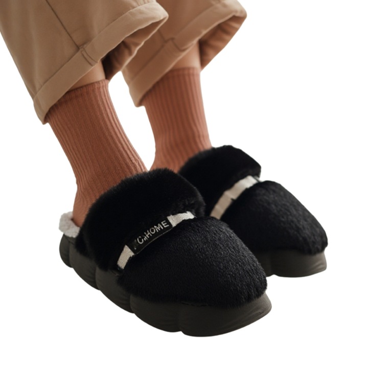 Papuci de casa pufosi WP-8196negru 121307, Negru, 36-37