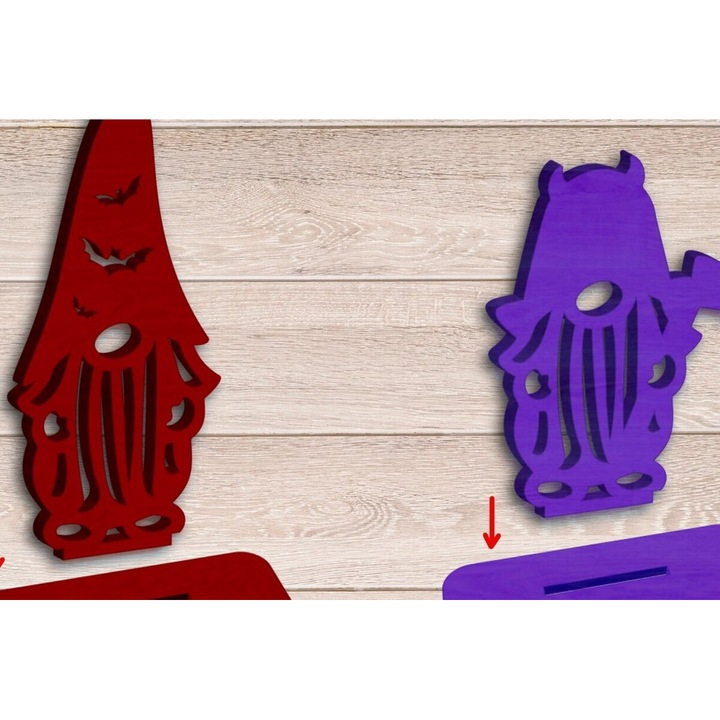 Accesorii decorative, Gnome, Halloween, 15x15cm, set din plywood 3mm-4mm