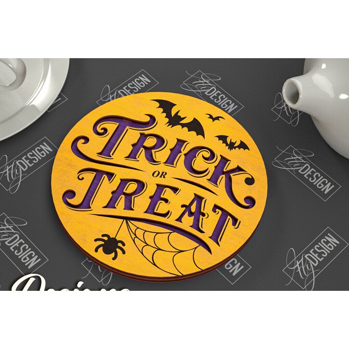 Suporturi bauturi, Intrahome, Souber apokrion, 15x15cm, din plywood 3mm-4mm, ideal pentru decorare si proiecte DIY