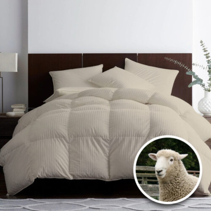 Pilotă matlasată Ralex Pucioasa, lână 100% naturală, 140x210cm, damasc bumbac