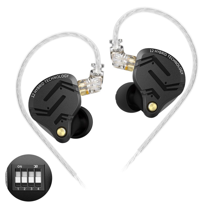 Casti Intraauriculare KINBOOFI KZ ZS12 Pro X, Negru, Versiune Reglabilă