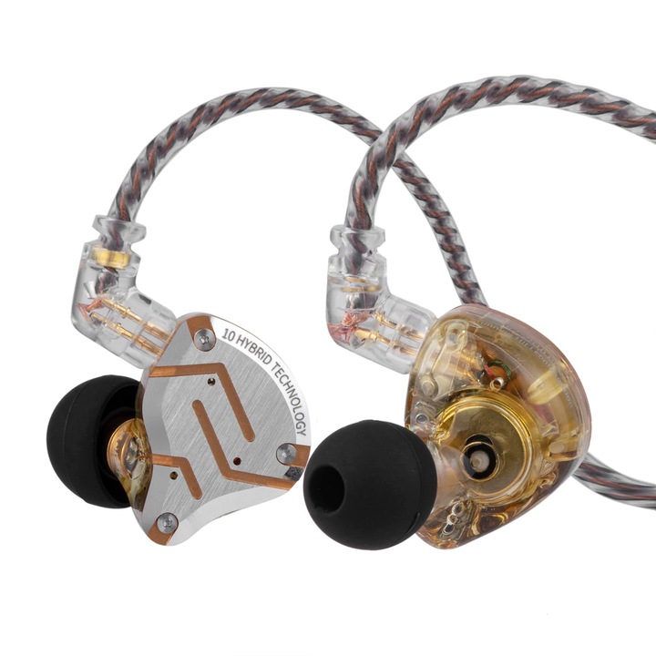 Casti Intraauriculare LINSOUL Kz Zs10 Pro, 5 Drivere, Galben Stralucitor, Cablu Detasabil