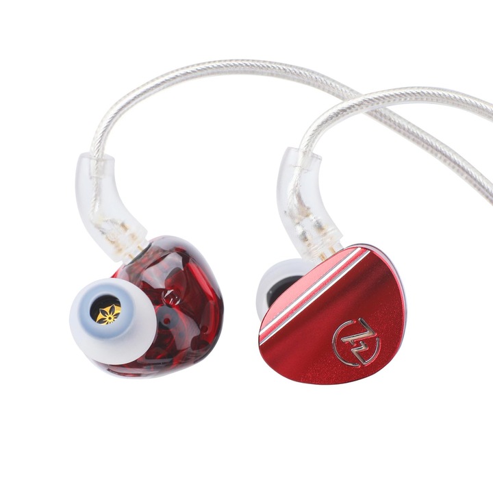 Căști Intraauriculare LINSOUL 7Hz Sonus, dual driver, cablu detasabil placat cu argint, roșu, 3, 5 mm
