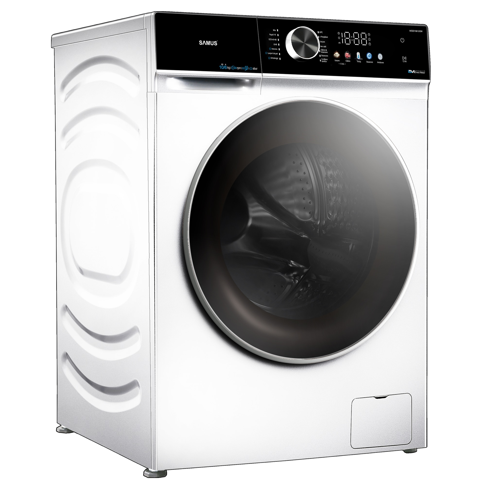 Mașină de spalat rufe cu uscător Samus WSDD10612IDM, 10kg spalare, 6kg uscare, Display LED color, Clasa A/E