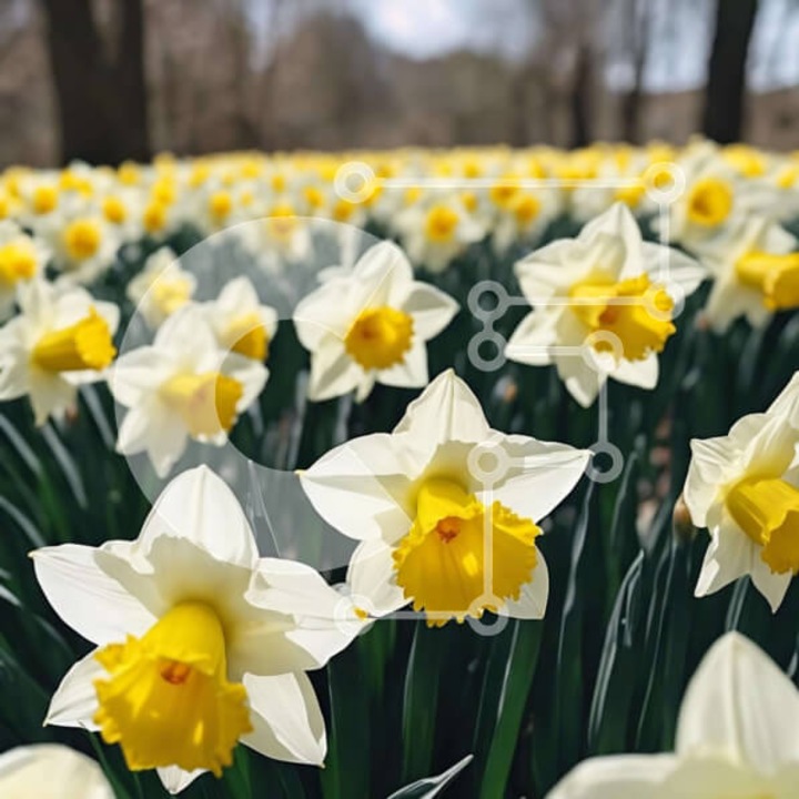 Puzzle din lemn Intrahome, 25 piese, flori de narcise colorate, 10x10 cm, cutie din lemn wenge