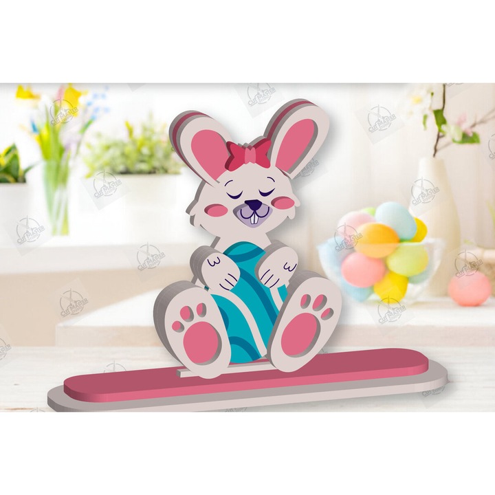 Gnome Bunny Paschalino, Accesorii decorative, Plywood 3mm-4mm, 15x15cm, Set
