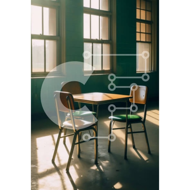 Puzzle din lemn Intrahome - Adeia taxe cu masa din lemn si scaune verzi, 10x10 cm, 25 piese, set in cutie de lemn wenge