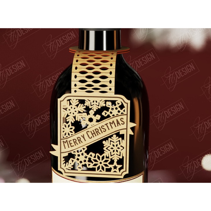 Set de artizanat, Intrahome, etichete pentru Craciun, din plywood 3mm-4mm, 15x15cm