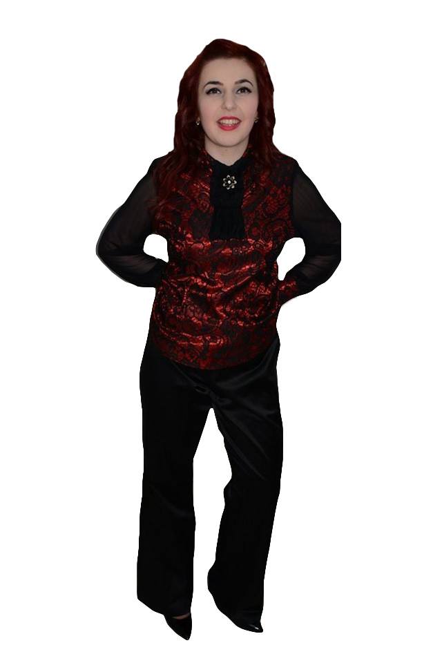 Pantaloni deosebit, accesorizat cu curea cu model,D&J Exclusive, Negru, 46