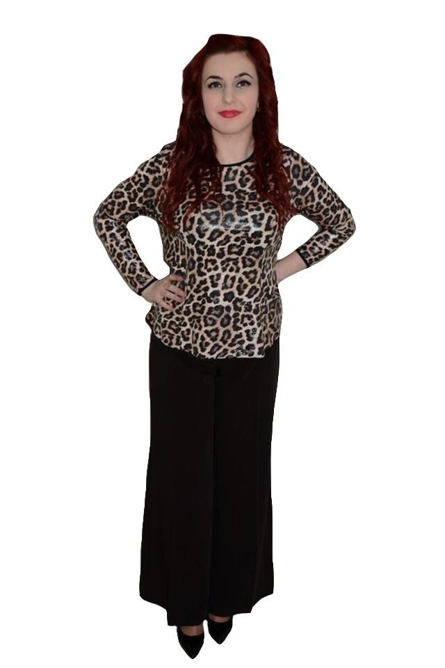 Pantaloni clasici, croi lejer si curea in talie,D&J Exclusive, Maro, 48