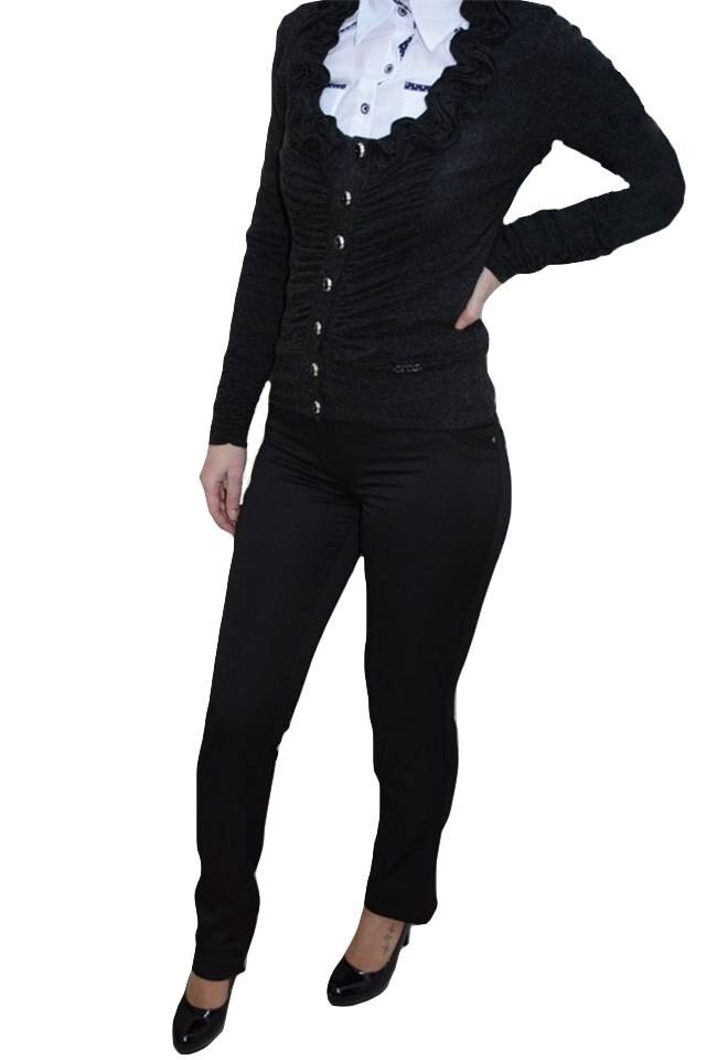 Pantaloni trendy, inchidere cu fermoar,D&J Exclusive, Negru, 38