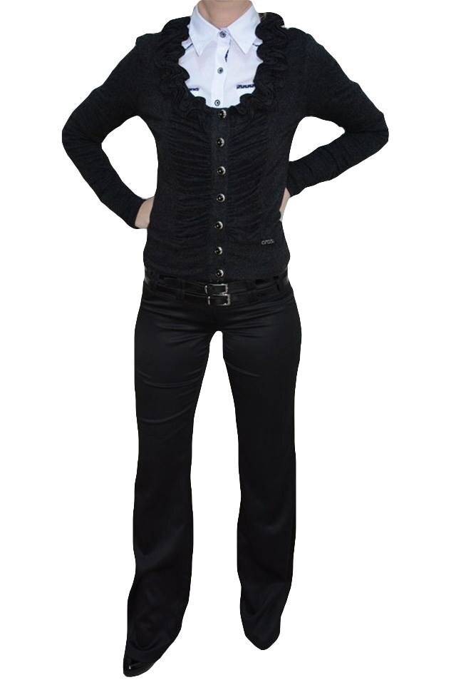 Pantaloni deosebiti, curea lucioasa,D&J Exclusive, Negru, 40