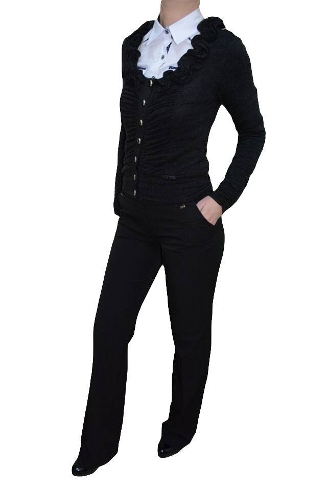 Pantaloni tineresc, buzunare laterale,D&J Exclusive, Negru, 38