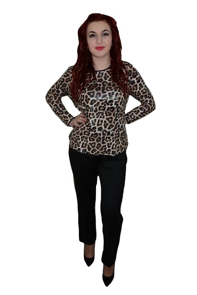 Pantaloni fashion, nasturi fini aplicati,D&J Exclusive, Negru