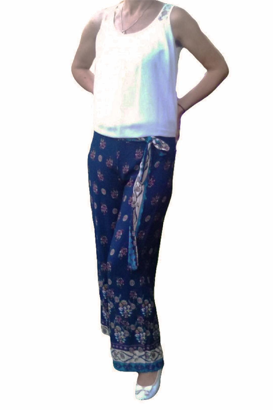 Pantaloni salvar cu imprimeu rafinat, D&J Exclusive, Albastru marin