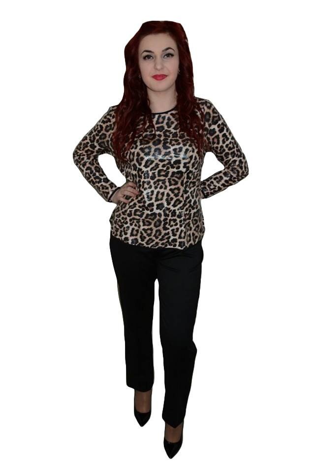 Pantaloni simplii, inchidere cu fermoar,D&J Exclusive, Negru, 38