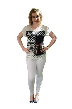 Pantaloni cu aspect de blug subtire, D&J Exclusive, Alb Pantaloni cu aspect de blug subtire, D&J Exclusive, Alb