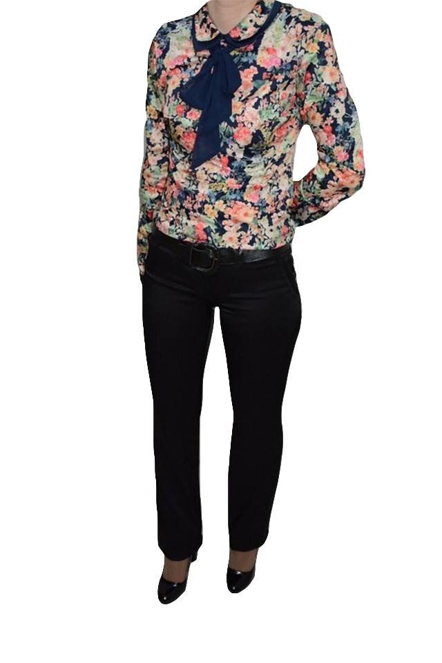 Pantaloni casual cu insertii de cusaturi, model clasic,D&J Exclusive, Negru