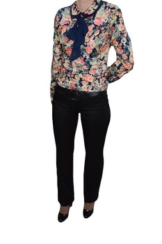 Pantaloni casual cu insertii de cusaturi, model clasic,D&J Exclusive, Negru Pantaloni casual cu insertii de cusaturi, model clasic,D&J Exclusive, Negru